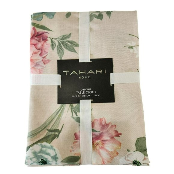 Tahari Home Floral Tablecloth Shabby Chic Style Pastel Color 60x84in Oblong - Picture 1 of 11